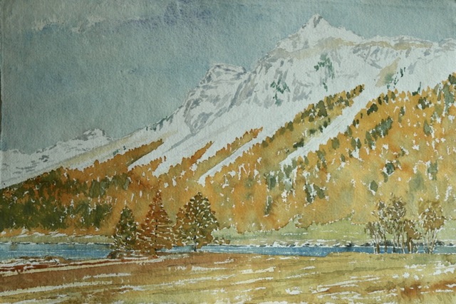 'Herbst' (Oberengadin)  Aquarell 38x56cm  Till Strassen  2015