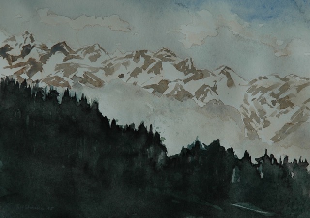 'Nebel' (Oberengadin)  Aquarell 12x18cm  Till Strassen 2015